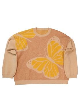 Oversized Butterfly Sweater Peach Yellow Y2K Cottagecore Graphic Pullover